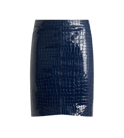 GLOSSY CROCO EMBOSSED GOAT LEATHER SKIRT image number 0