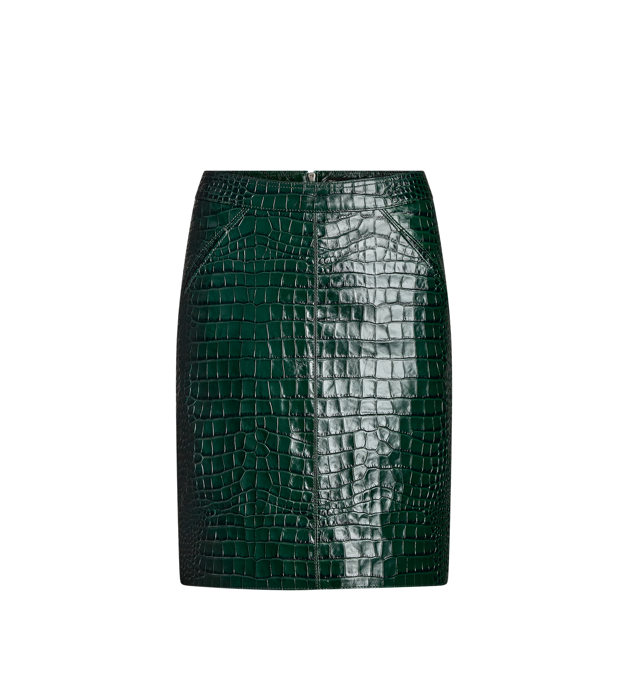 CROC EMBOSSED LEATHER ABOVE THE KNEE SKIRT image number 0