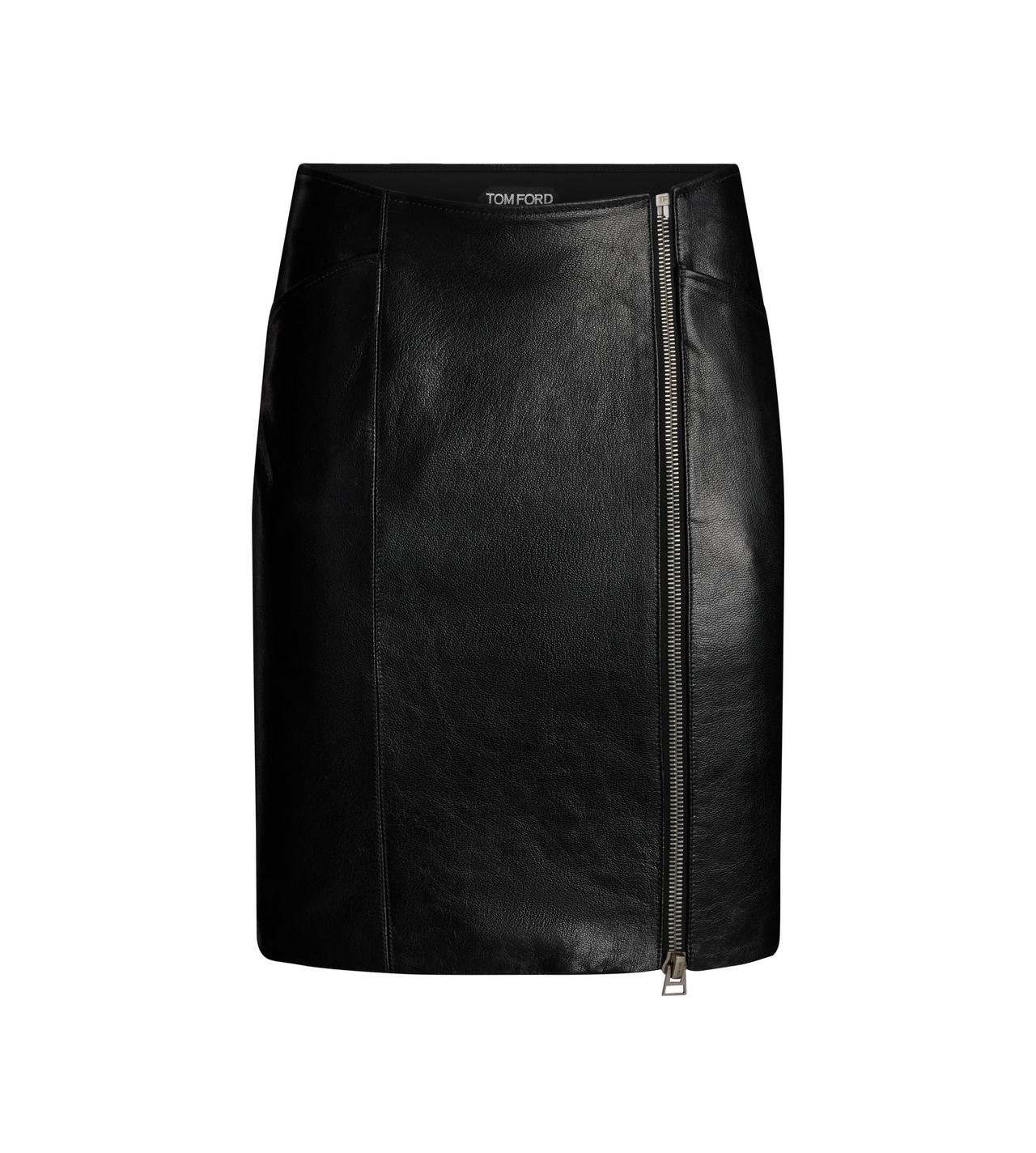 GRAIN LUX GOAT LEATHER SIDE ZIP SKIRT image number 0