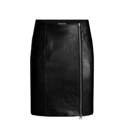 GRAIN LUX GOAT LEATHER SIDE ZIP SKIRT