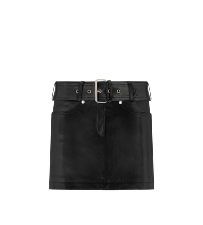 GRAIN LEATHER BELTED MINI SKIRT image number 0