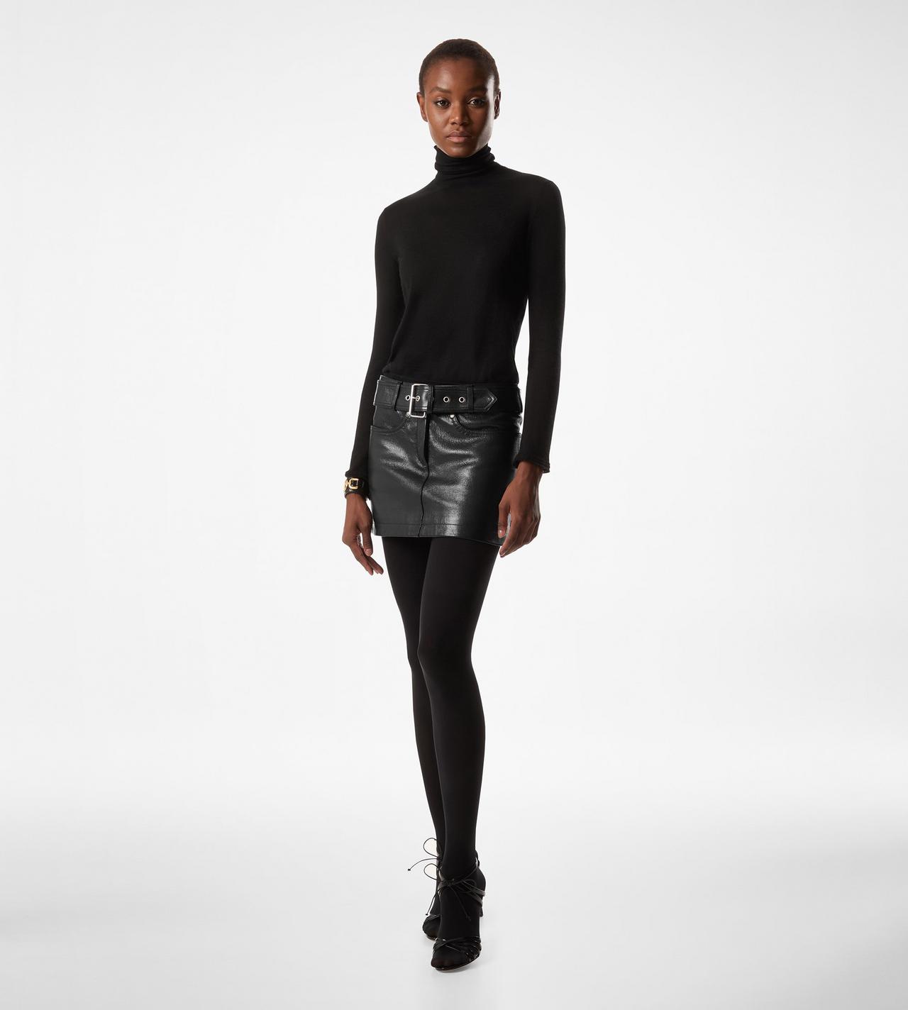 GRAIN LEATHER BELTED MINI SKIRT image number 1