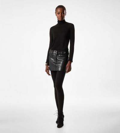 GRAIN LEATHER BELTED MINI SKIRT image number 1