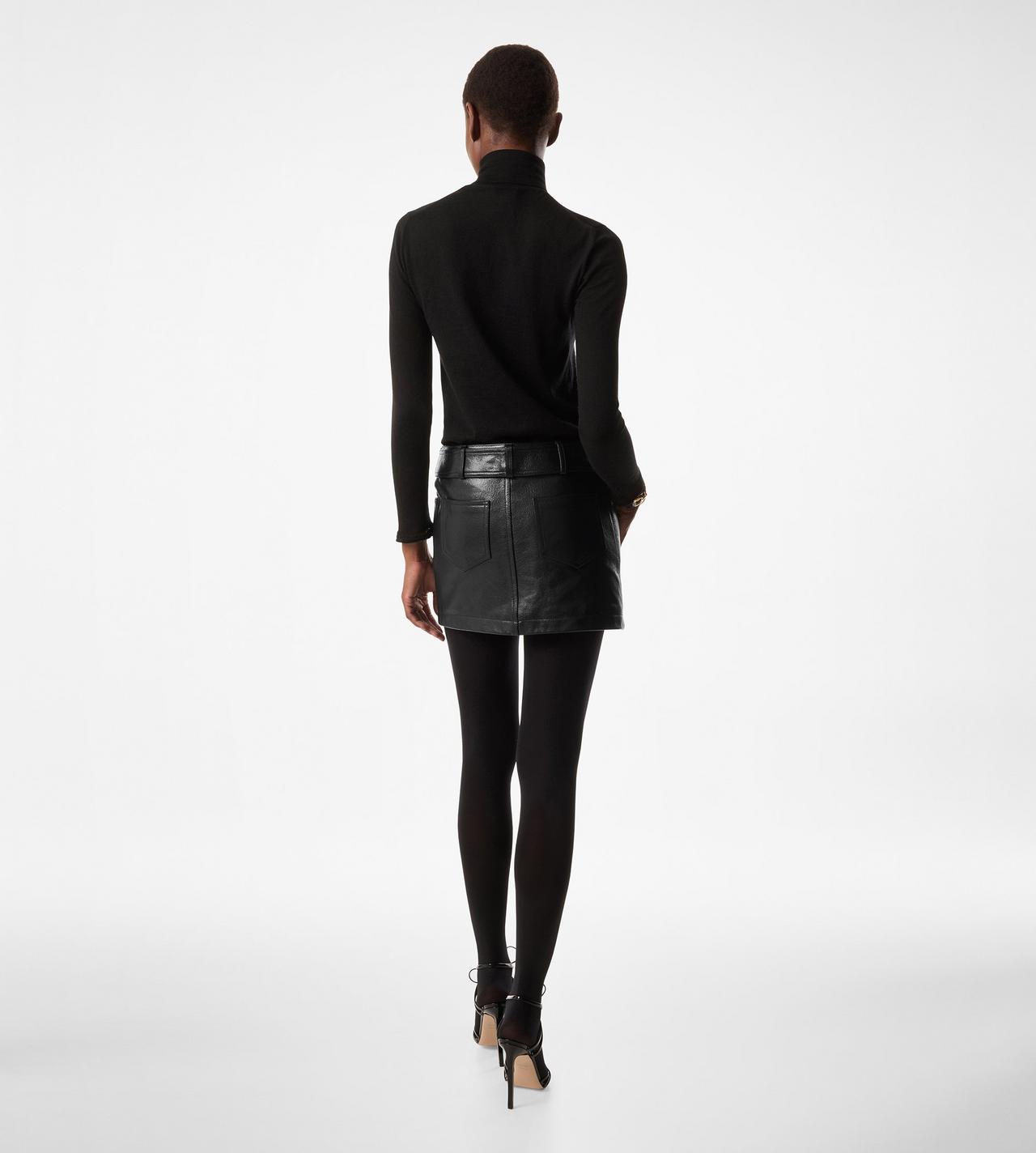 GRAIN LEATHER BELTED MINI SKIRT image number 2