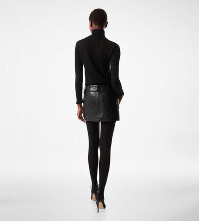 GRAIN LEATHER BELTED MINI SKIRT image number 2