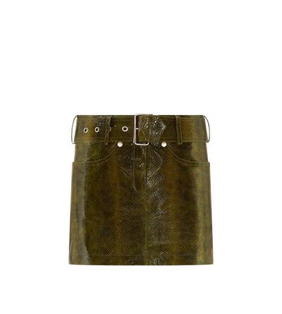 AYERS PRINTED GOAT LEATHER BELTED MINI SKIRT