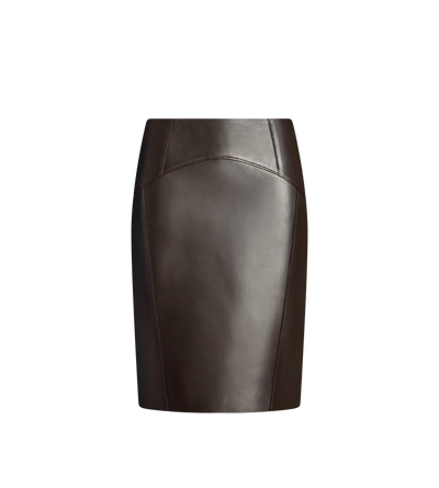 NEW PLONGE LEATHER PENCIL SKIRT