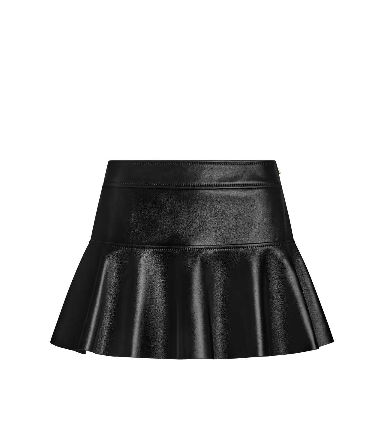 SHINY PLONGE MINI SKIRT WITH RUFFLED BOTTOM image number 0