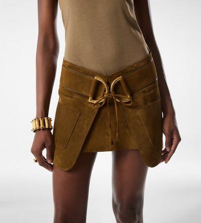 VELVET SUEDE MINI SKIRT WITH D-RINGS DETAIL image number 1