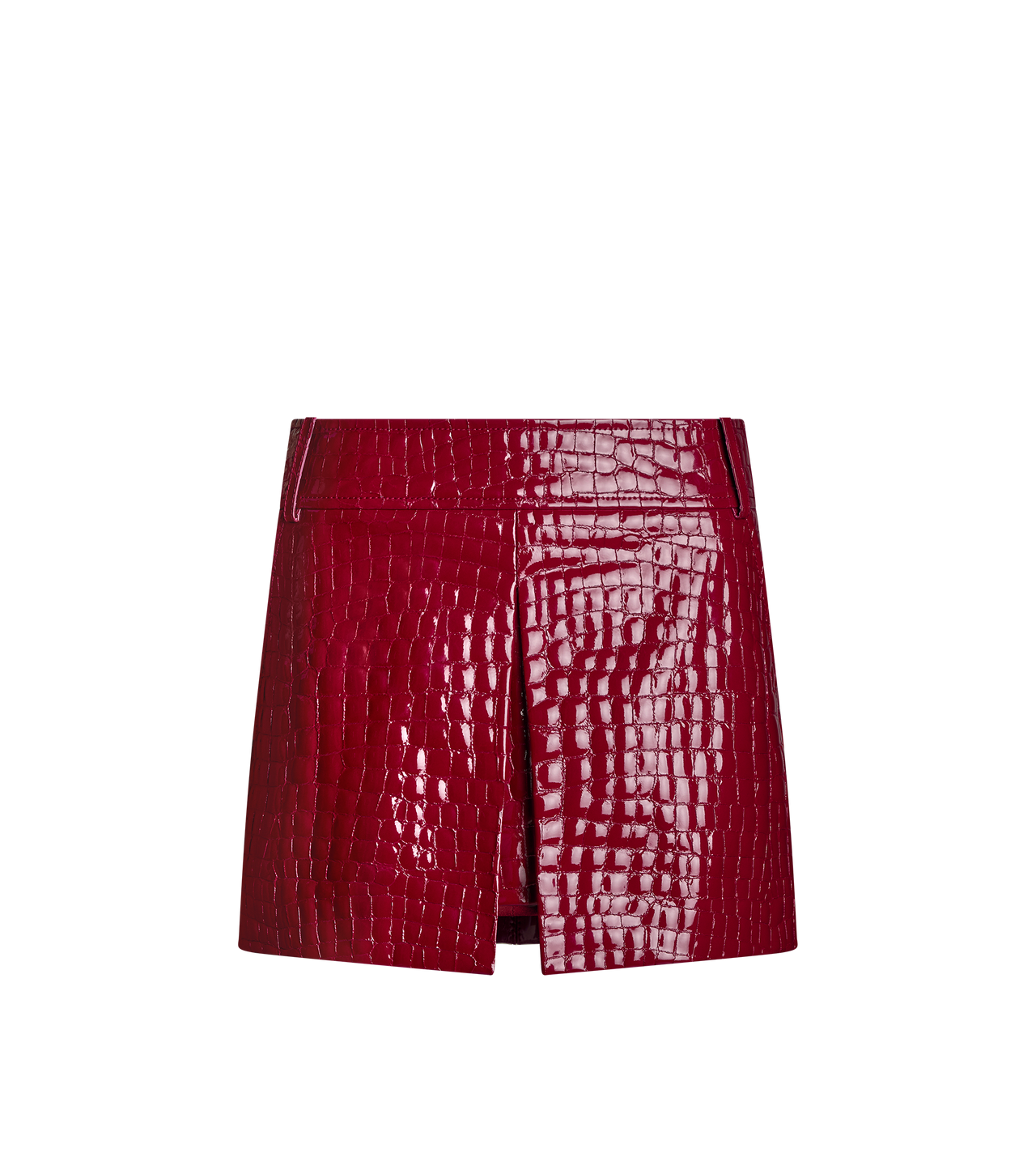 CROC EMBOSSED LEATHER MINI SKIRT WITH INVERTED PLEAT image number 0