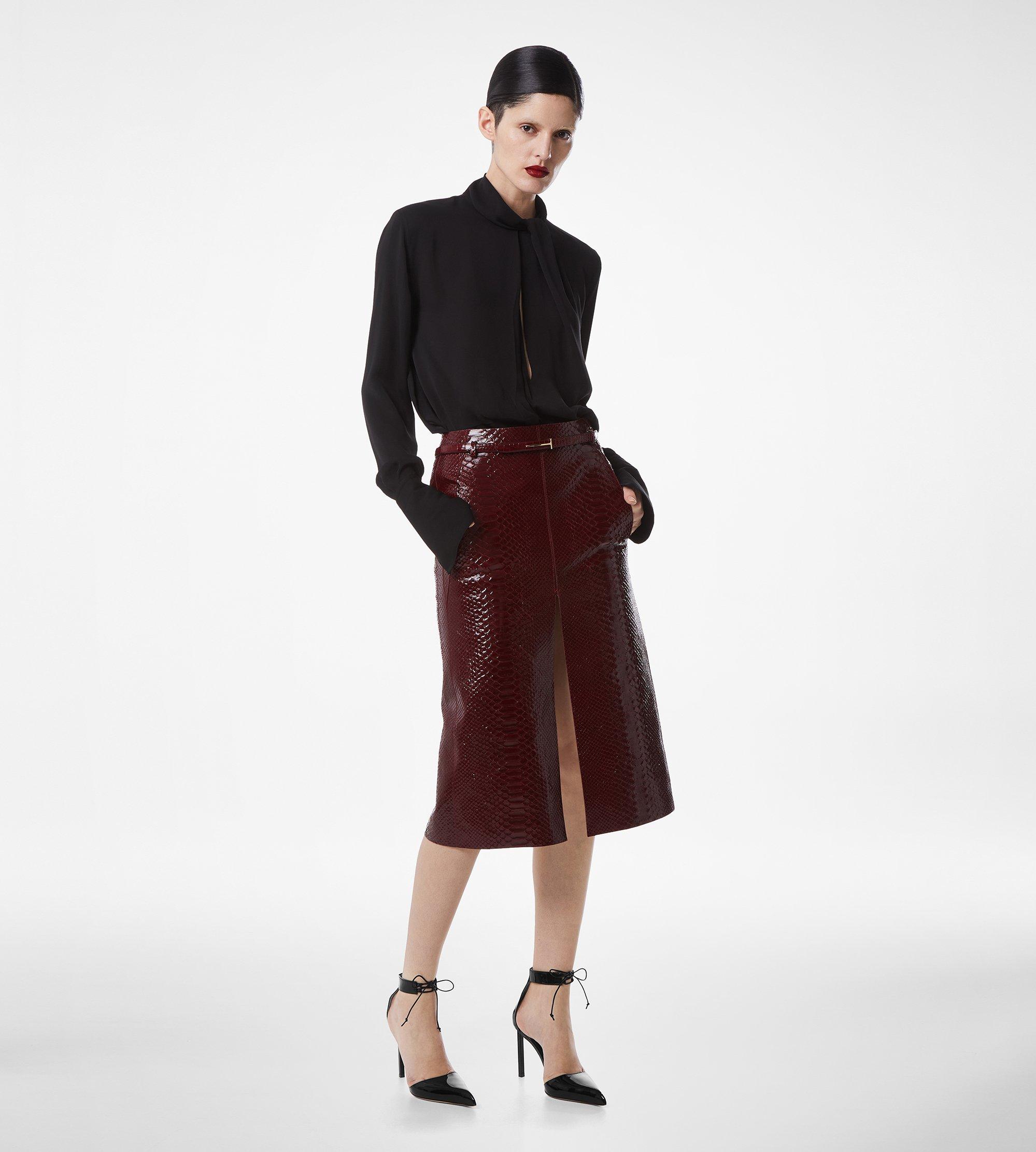 SEMI SHINY PRINTED CALF LEATHER SKIRT