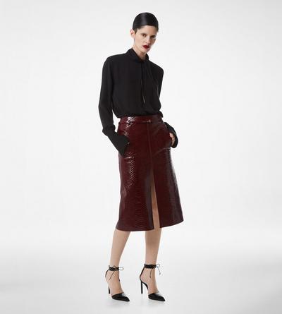 SEMI SHINY PRINTED CALF LEATHER SKIRT image number 2