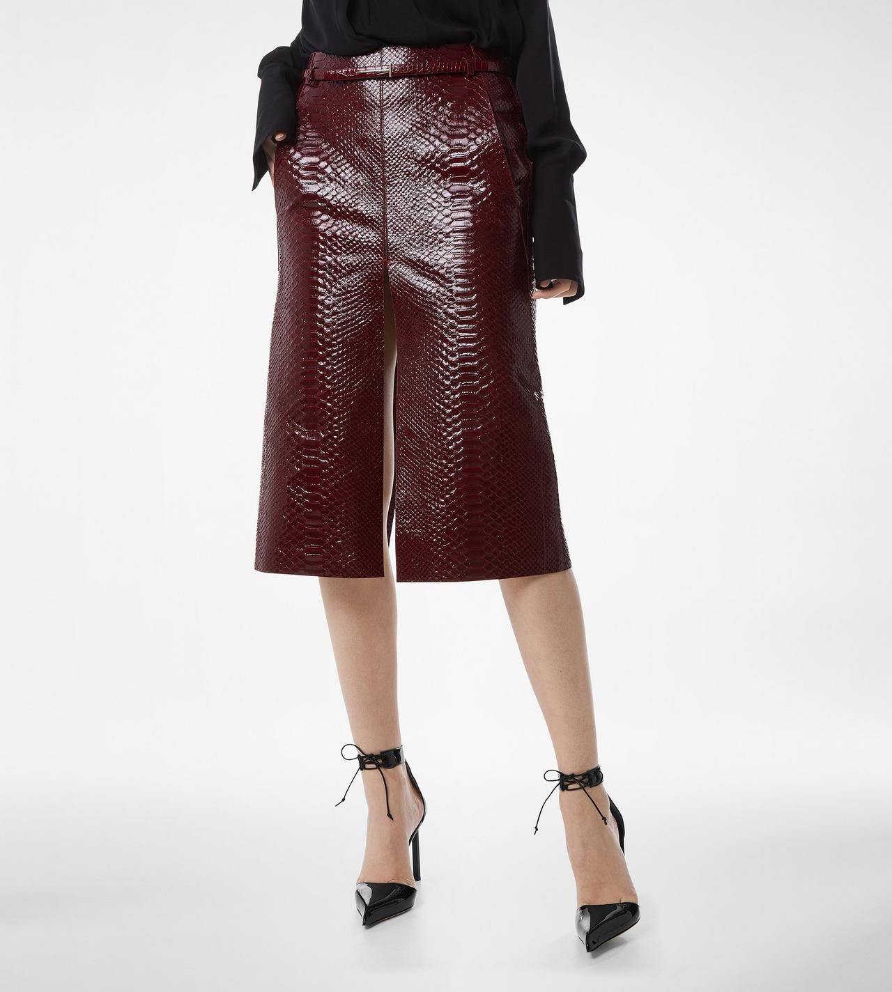 SEMI SHINY PRINTED CALF LEATHER SKIRT image number 3