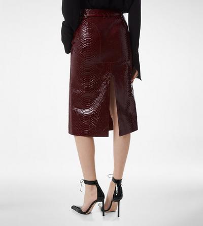 SEMI SHINY PRINTED CALF LEATHER SKIRT image number 4