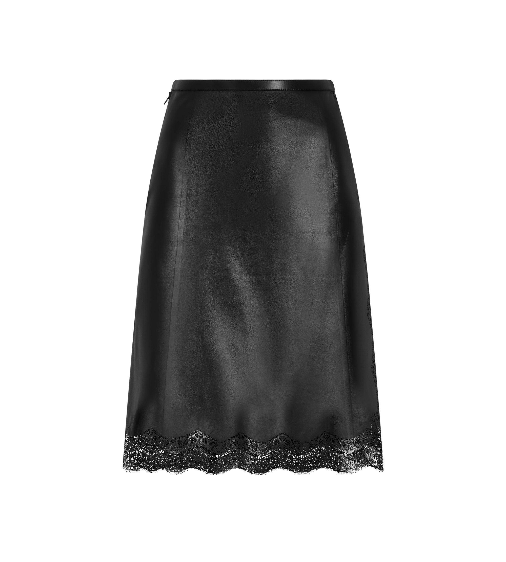 SMOOTH AND LACEWORK LEATHER LINGERIE SKIRT