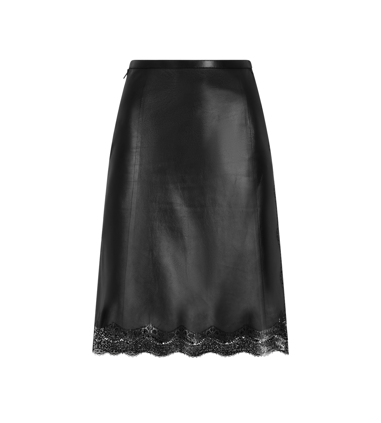 TOM FORD LEATHER BLACK SMOOTH AND LACEWORK LEATHER LINGERIE SKIRT