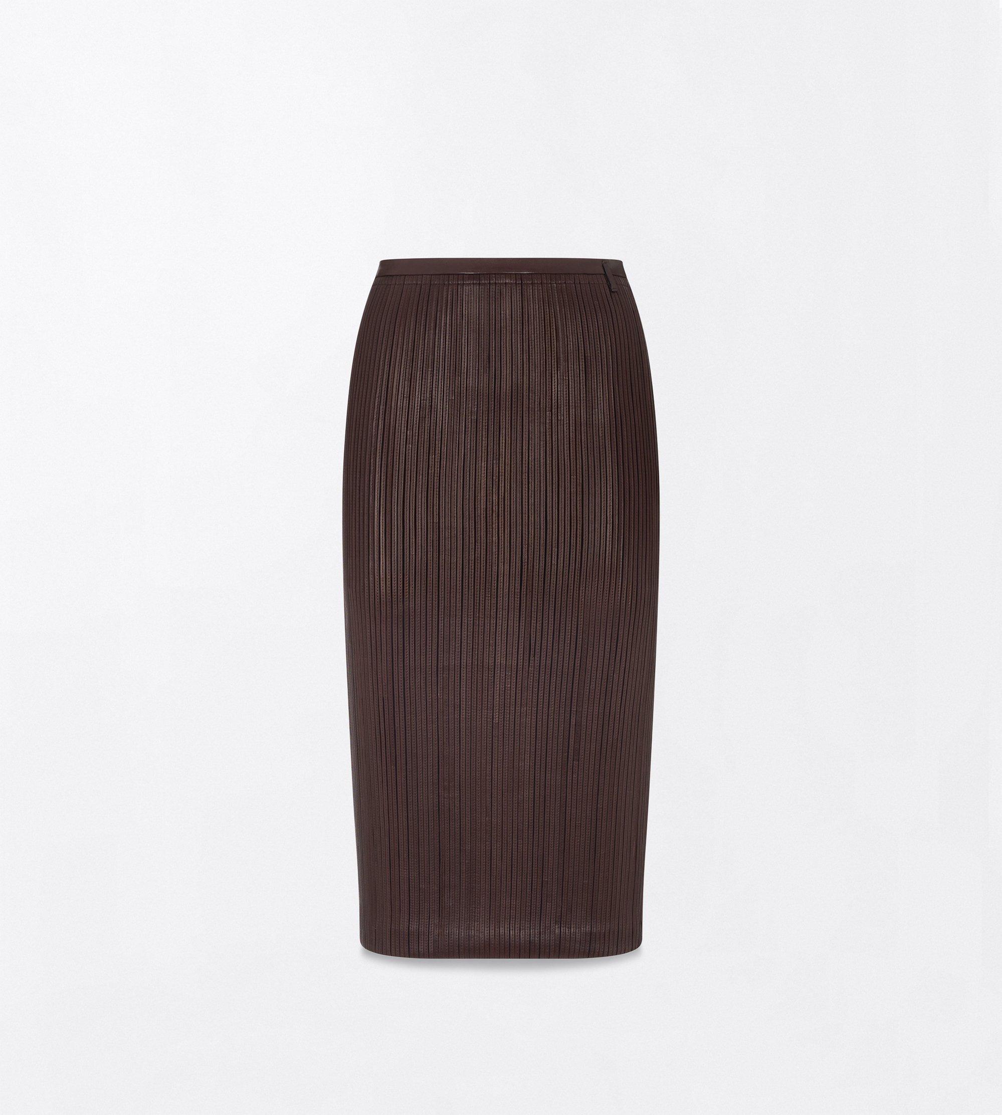 NAPPA LEATHER STRIPES EMBROIDERY ON JERSEY TUBE SKIRT