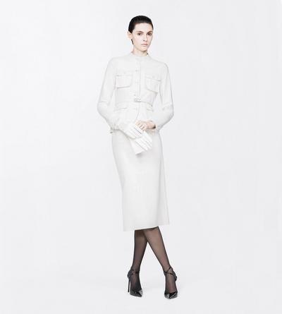 TOM FORD LEATHER OFF WHITE GUANTERIA LEATHER PENCIL SKIRT WITH BELT DETAIL