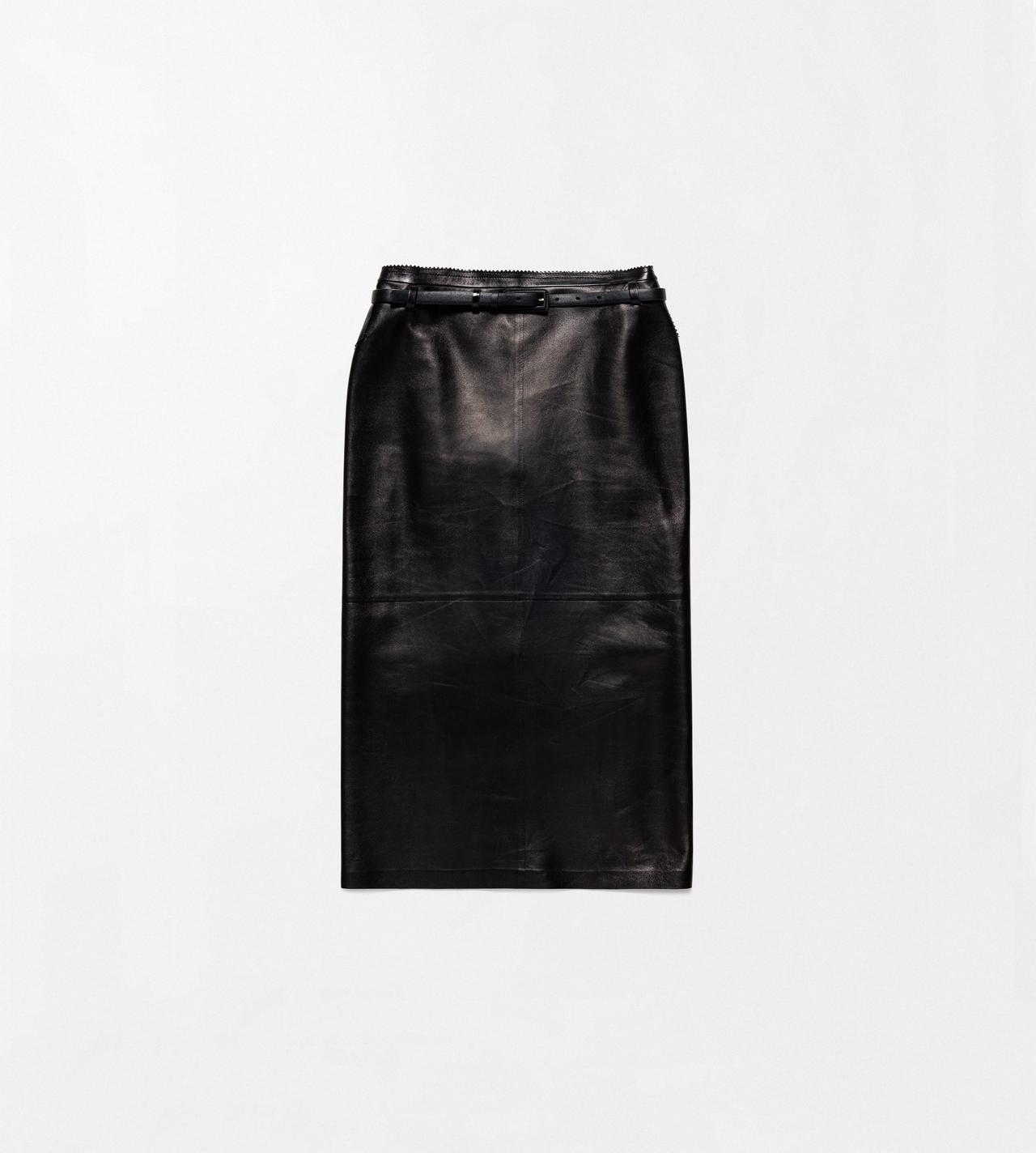 TOM FORD LEATHER BLACK SILKY GUANTERIA LAMBSKIN PENCIL SKIRT WITH BELT DETAIL