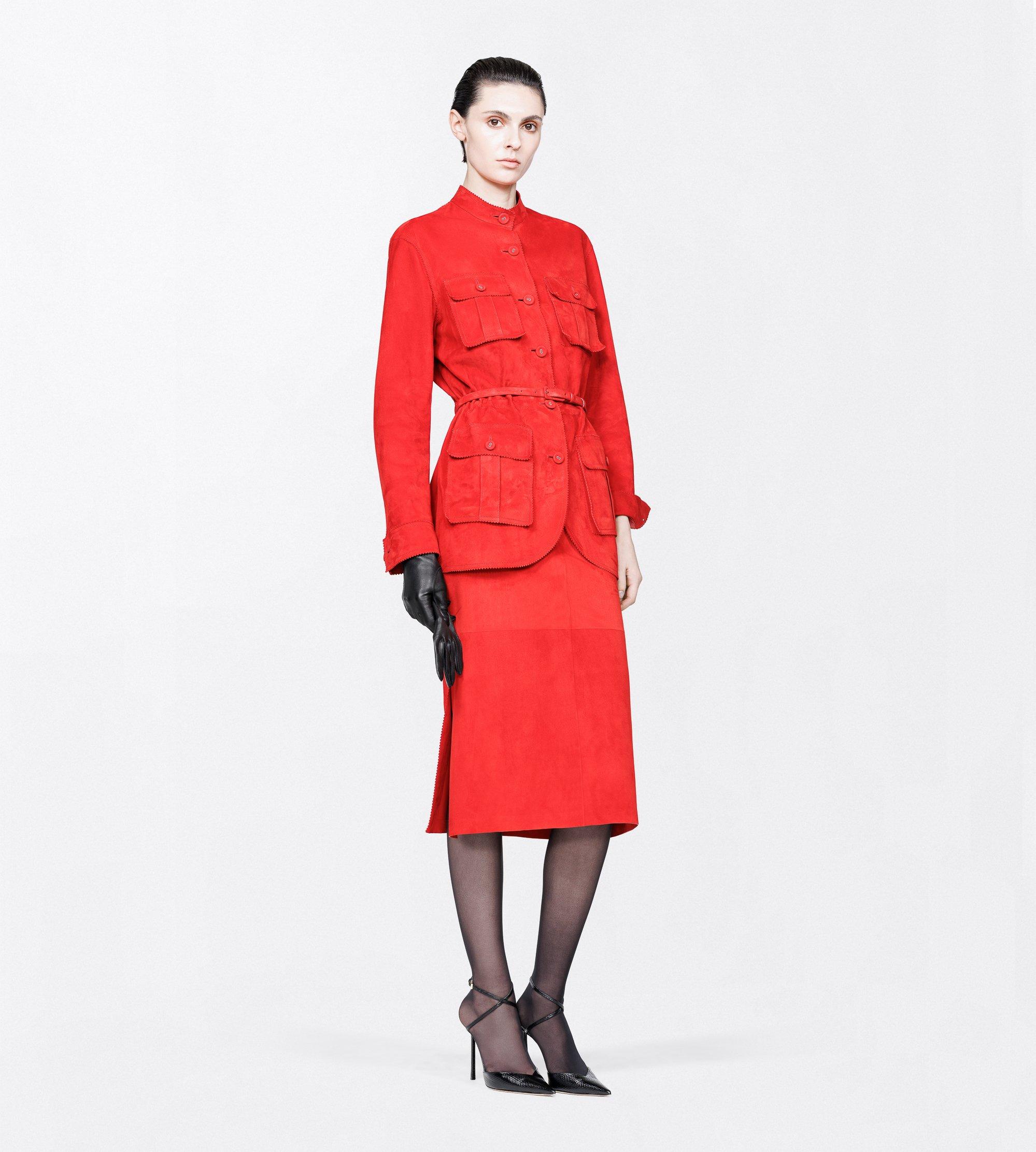 SOFT SUEDE LAMBSKIN PENCIL SKIRT WITH BELT DETAIL
