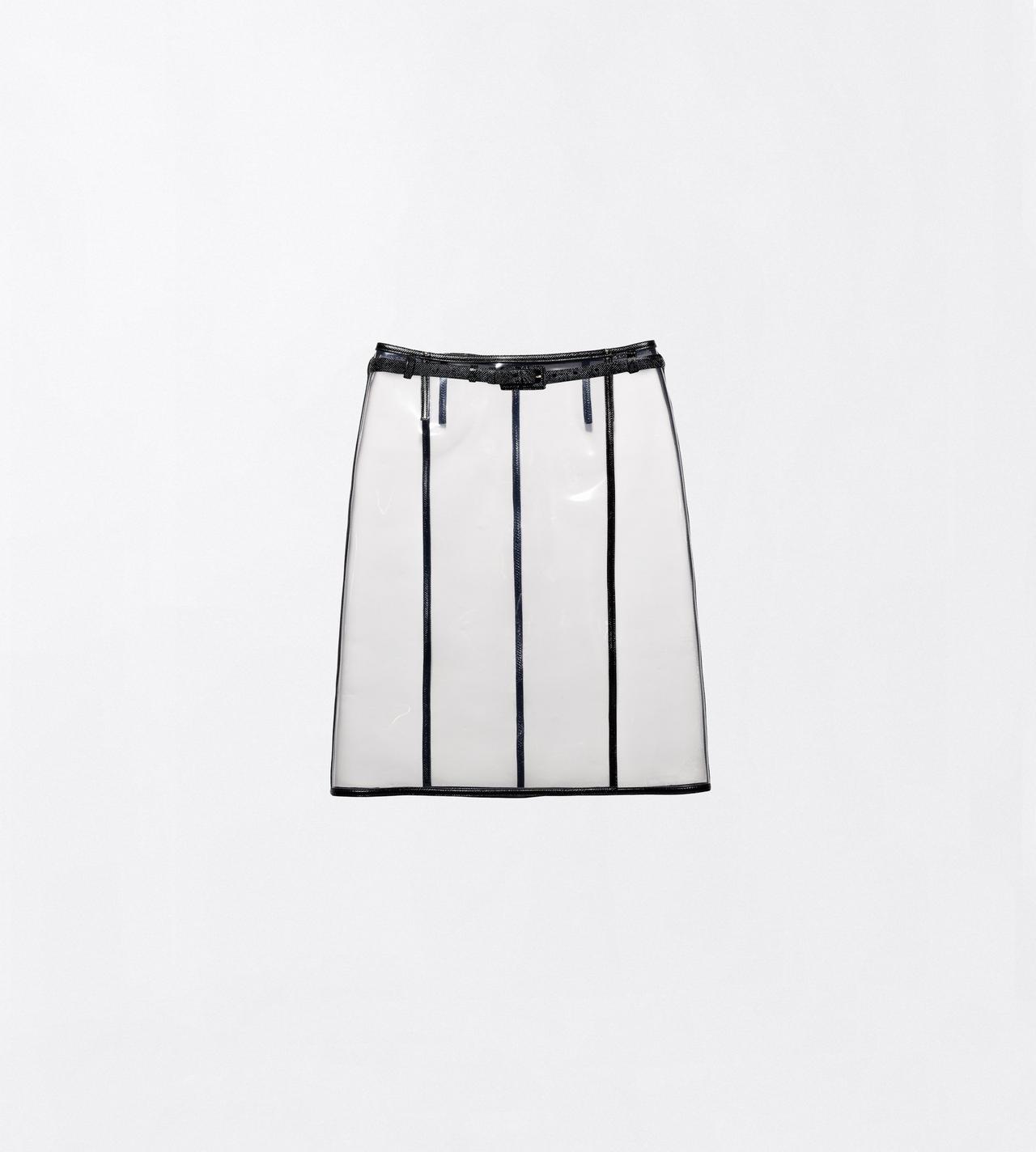 TOM FORD THERMOPOLYURETHANE BLACK GLASS-EFFECT TECHNICAL FABRIC AND LEATHER LOW WAISTED SKIRT