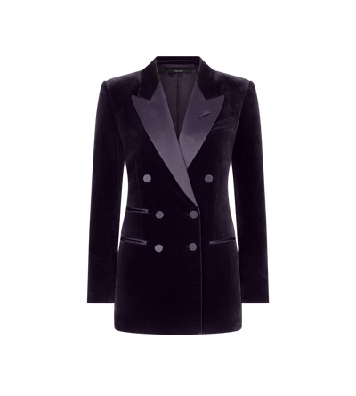 DOUBLE BREASTED PEAK LAPEL VELVET TUXEDO JACKET image number 0