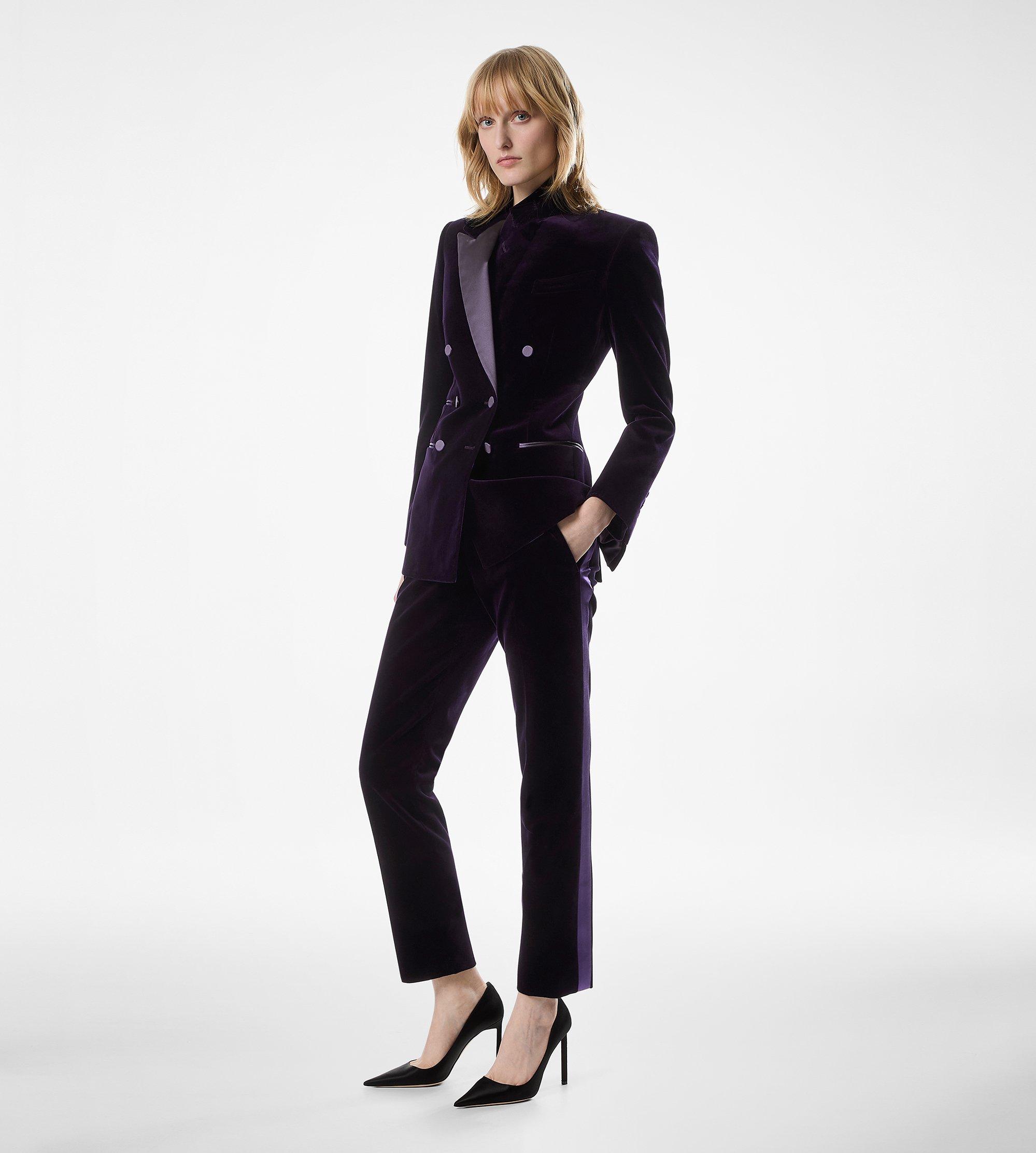 DOUBLE BREASTED PEAK LAPEL VELVET TUXEDO JACKET