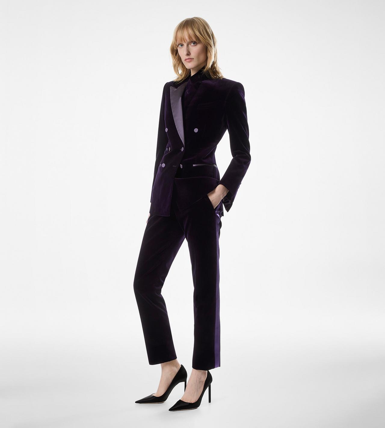 DOUBLE BREASTED PEAK LAPEL VELVET TUXEDO JACKET image number 1