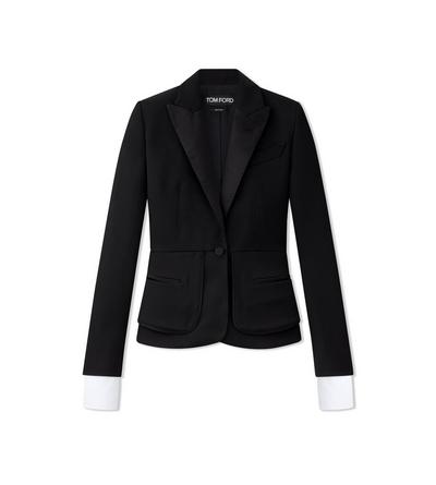 GRAN DE POUDRE TUXEDO FITTED JACKET image number 0