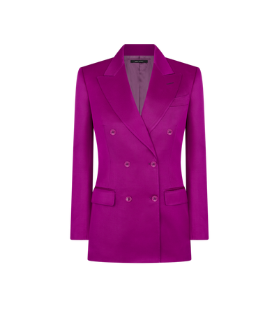 SILK AND WOOL TWILL "WALLIS" DOUBLE BREASTED JACKET