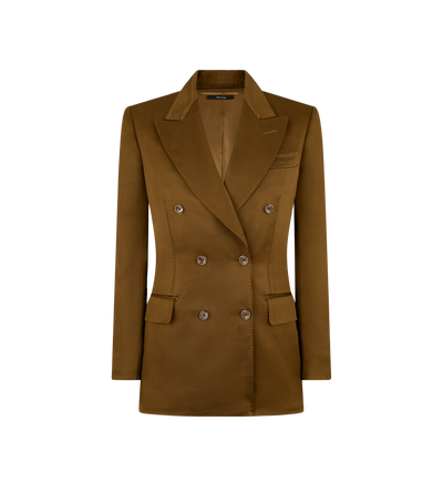 SILK AND WOOL TWILL "WALLIS" DOUBLE BREASTED JACKET image number 0