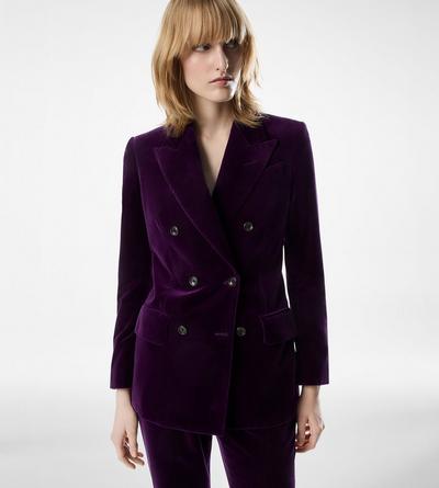 WALLIS DOUBLE BREASTED PEAK LAPEL VELVET JACKET image number 1