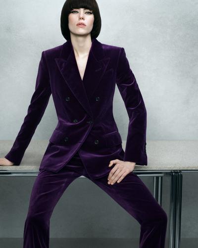 WALLIS DOUBLE BREASTED PEAK LAPEL VELVET JACKET image number 4