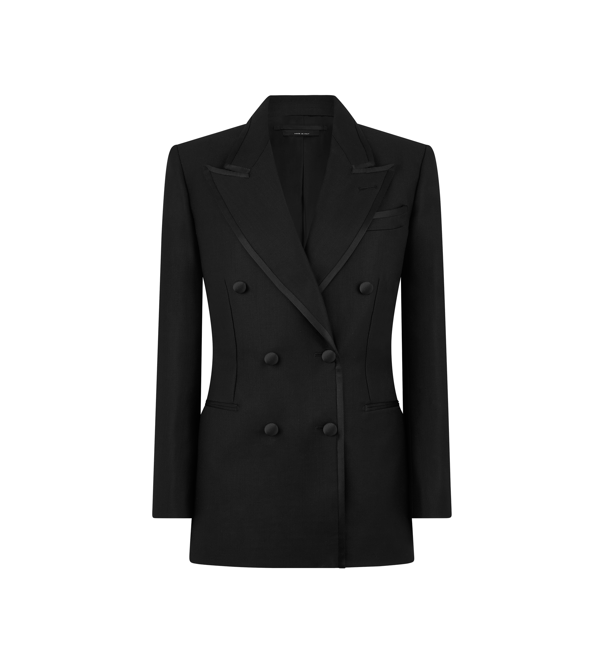 SILK AND MOHAIR BLEND "WALLIS"  DOUBLE BREASTED TUXEDO JACKET