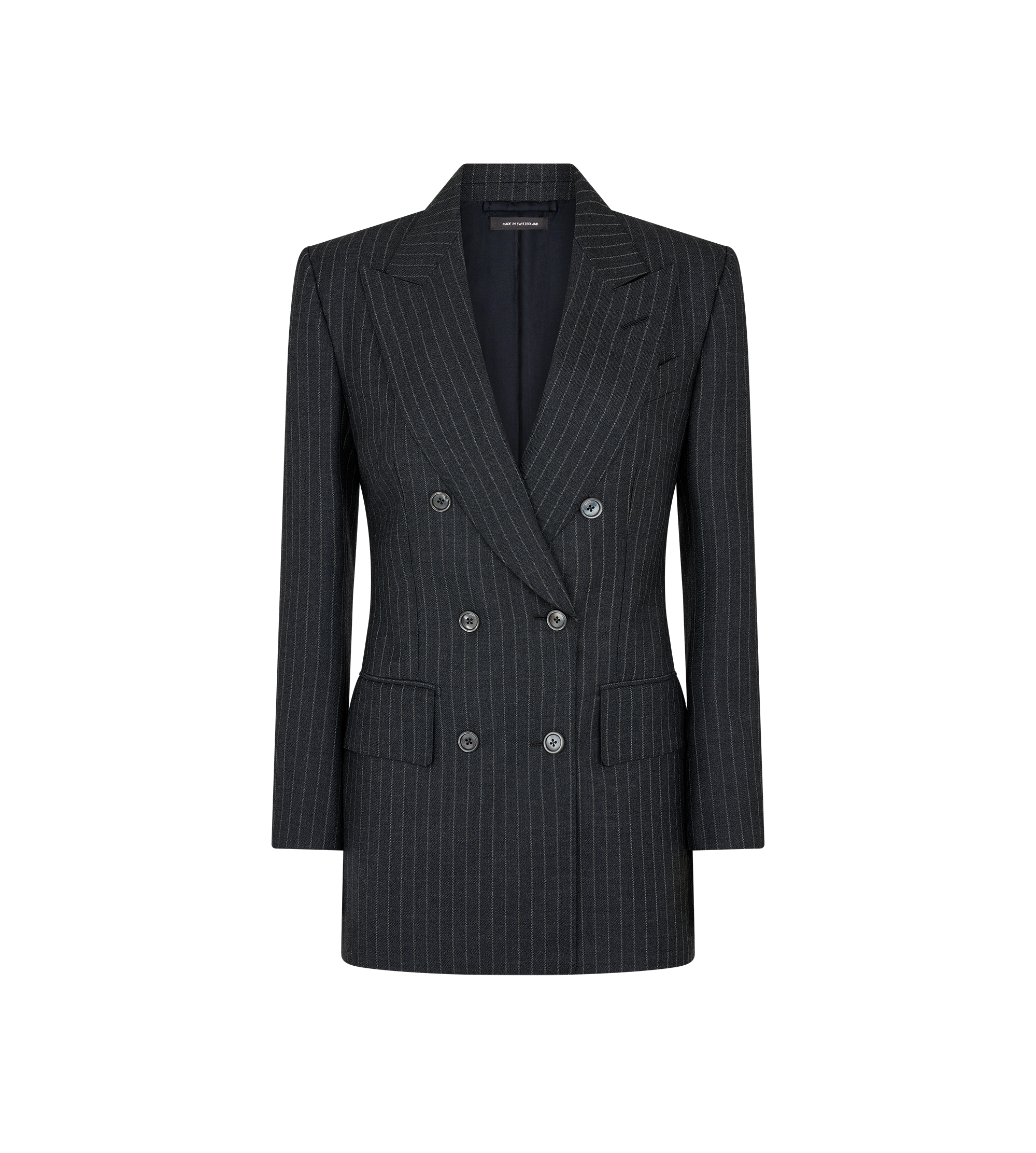 STRIPED WOOL FLANNEL "BIANCA" DOUBLE BREASTED JACKET