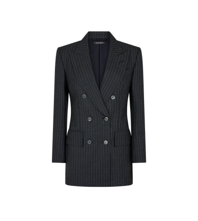STRIPED WOOL FLANNEL "BIANCA" DOUBLE BREASTED JACKET image number 0