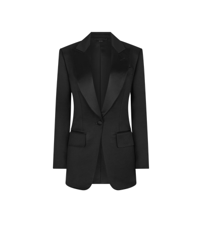 LUSTROUS BARATHEA SILK BLEND "BIANCA" SINGLE BREASTED TUXEDO JACKET image number 0