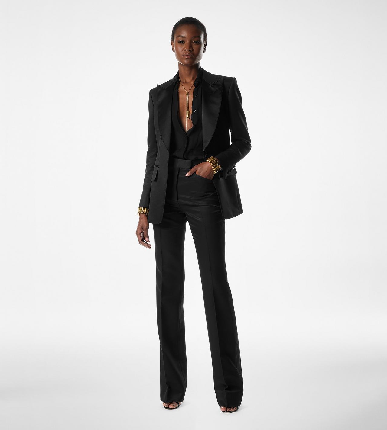 LUSTROUS BARATHEA SILK BLEND "BIANCA" SINGLE BREASTED TUXEDO JACKET image number 1