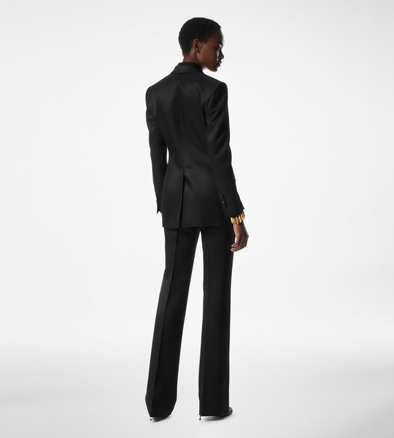 LUSTROUS BARATHEA SILK BLEND "BIANCA" SINGLE BREASTED TUXEDO JACKET image number 2