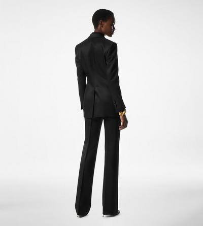 LUSTROUS BARATHEA SILK BLEND "BIANCA" SINGLE BREASTED TUXEDO JACKET image number 2