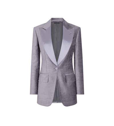 VELOUR "BIANCA" SINGLE BREASTED TUXEDO JACKET image number 0