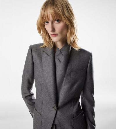 SINGLE BREASTED PEAK LAPEL CASHMERE JACKET image number 1