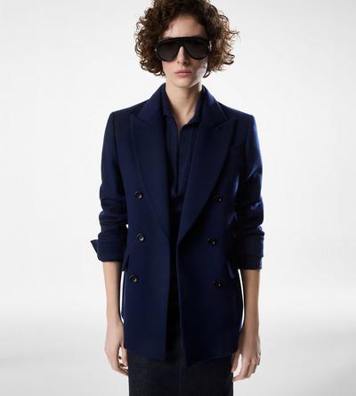 DOUBLE BREASTED JACKET WITH LEATHER UNDERCOLLAR image number 1