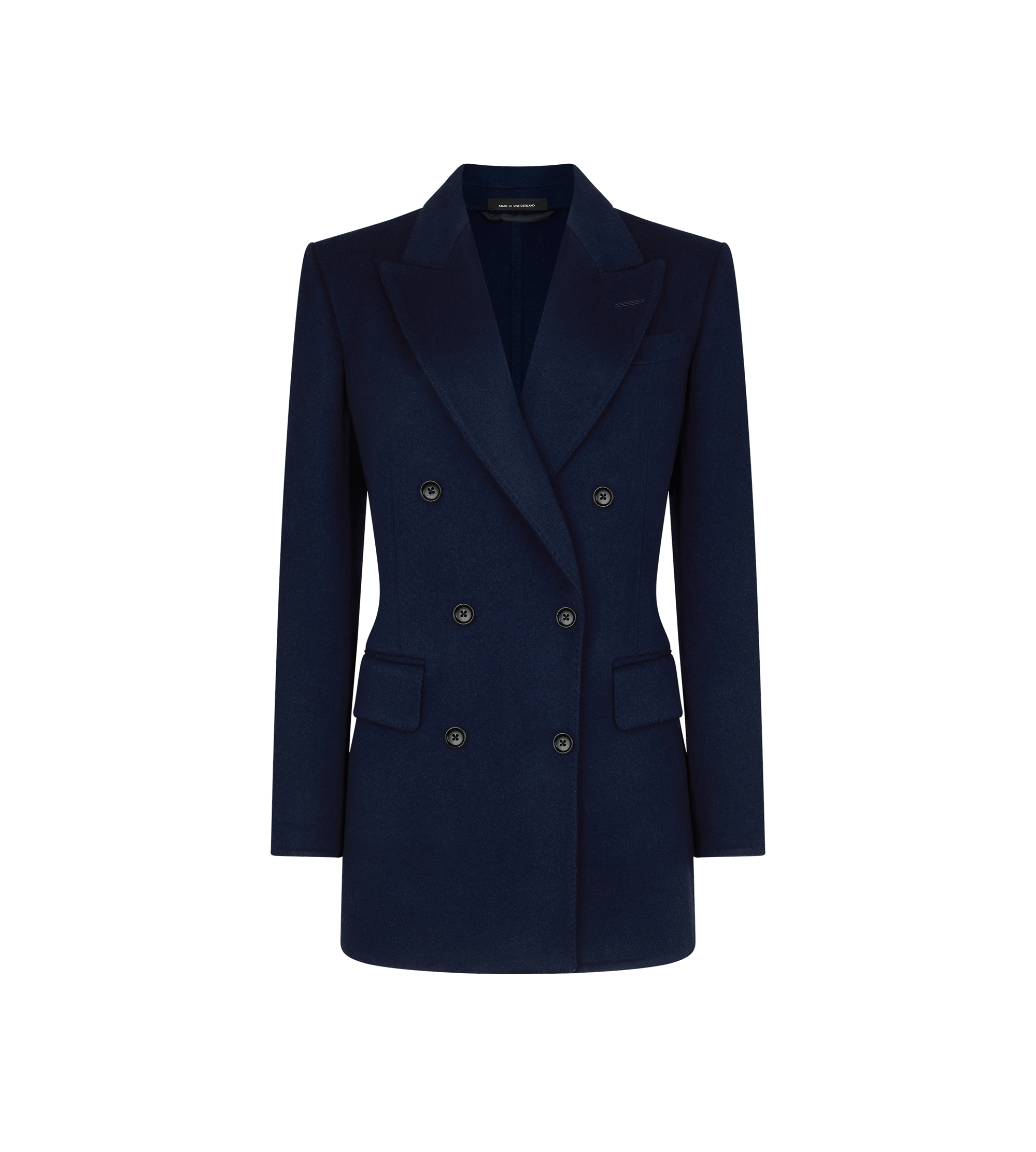 DOUBLE BREASTED JACKET WITH LEATHER UNDERCOLLAR