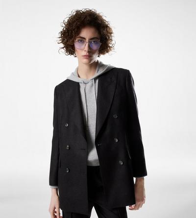 DOUBLE BREASTED PEAK LAPEL CASHMERE JACKET image number 1