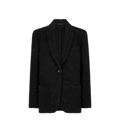 SEQUINED WOOL, CASHMERE AND SILK BLEND TWEED SINGLE BREASTED JACKET image number 0