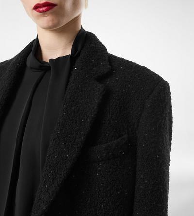 SEQUINED WOOL, CASHMERE AND SILK BLEND TWEED SINGLE BREASTED JACKET image number 1