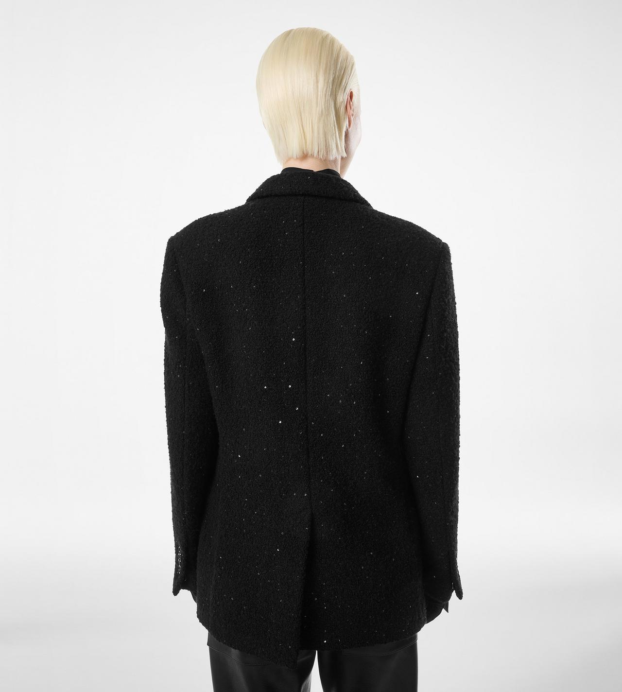 SEQUINED WOOL, CASHMERE AND SILK BLEND TWEED SINGLE BREASTED JACKET image number 3