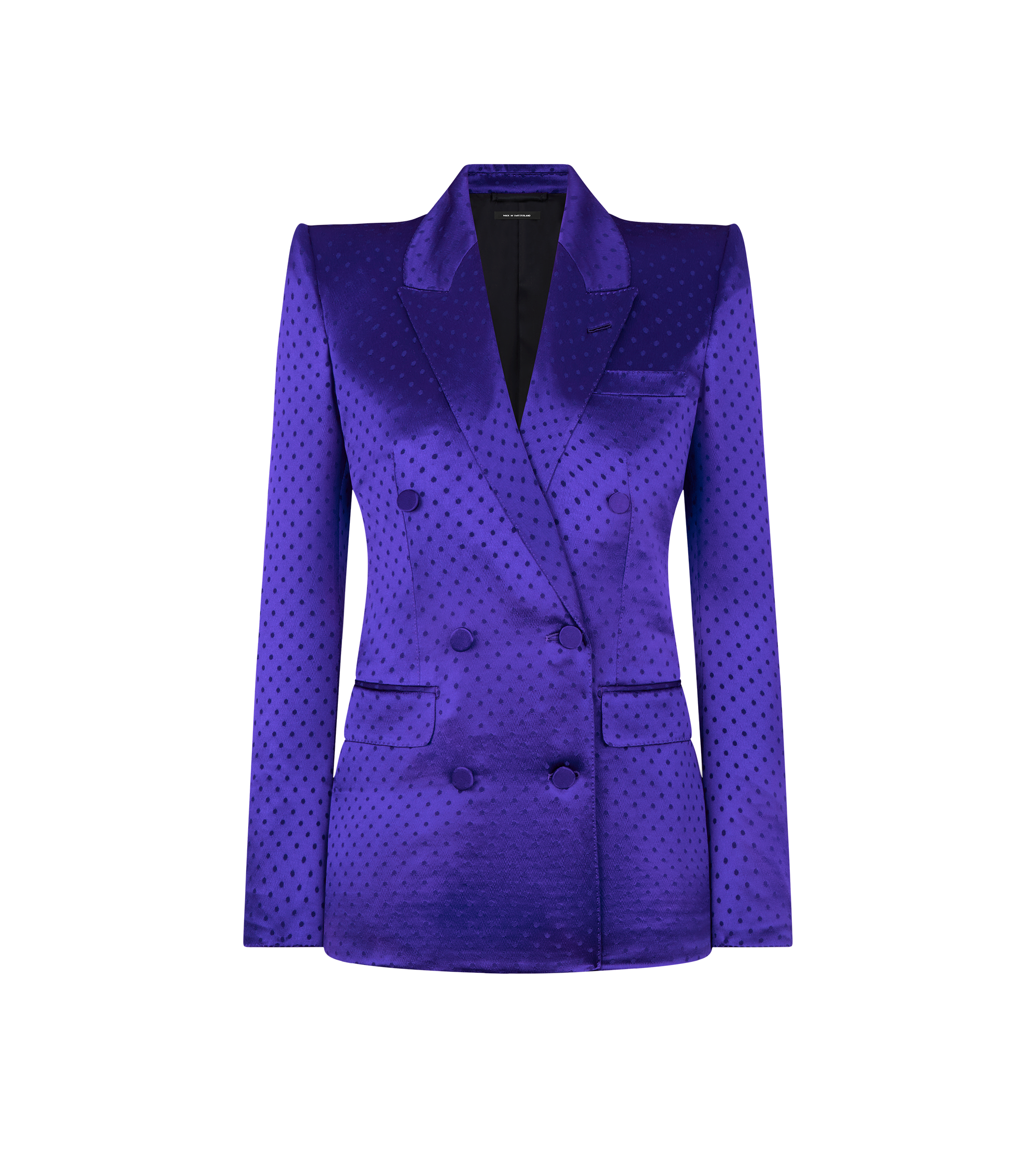 POLKA DOT JACQUARD DOUBLE BREASTED PEAK LAPEL JACKET
