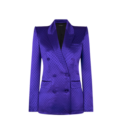 POLKA DOT JACQUARD DOUBLE BREASTED PEAK LAPEL JACKET image number 0